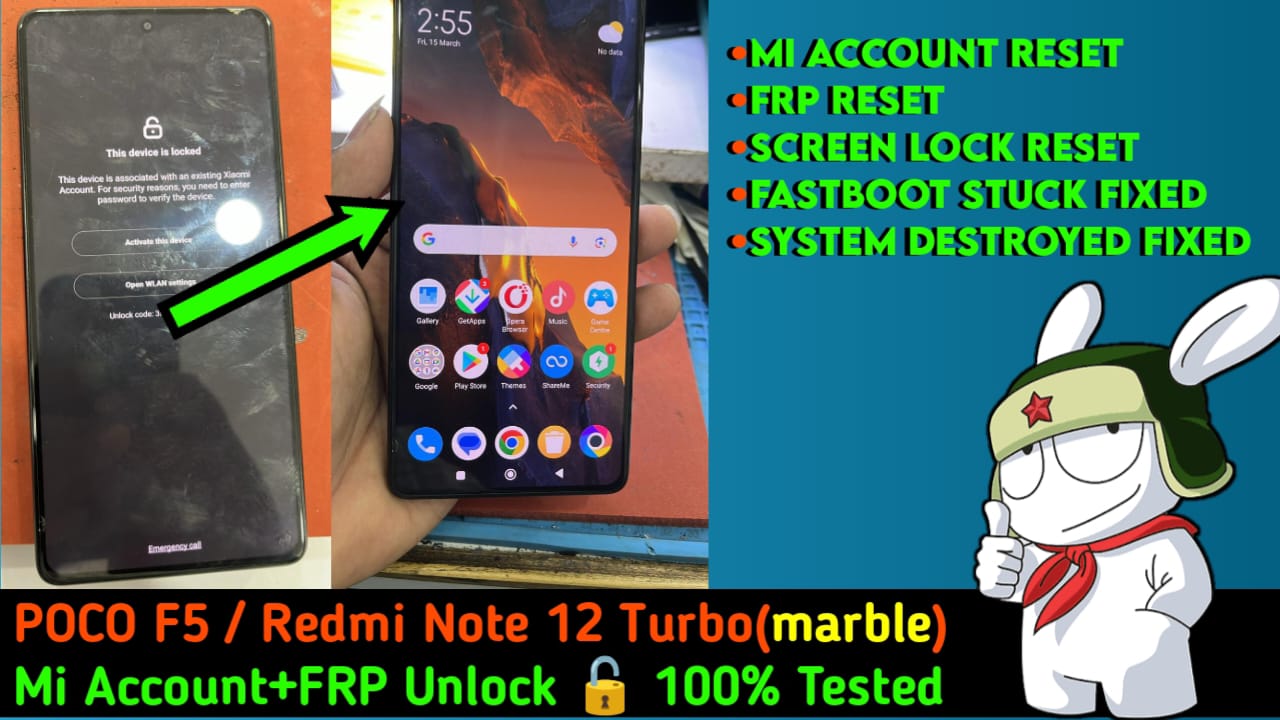 Redmi Note 12 Turbo/Poco F5(marble) Mi Account+FRP Remove File Download