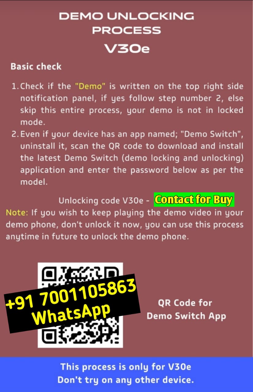 Vivo V30E Demo Unlock Code