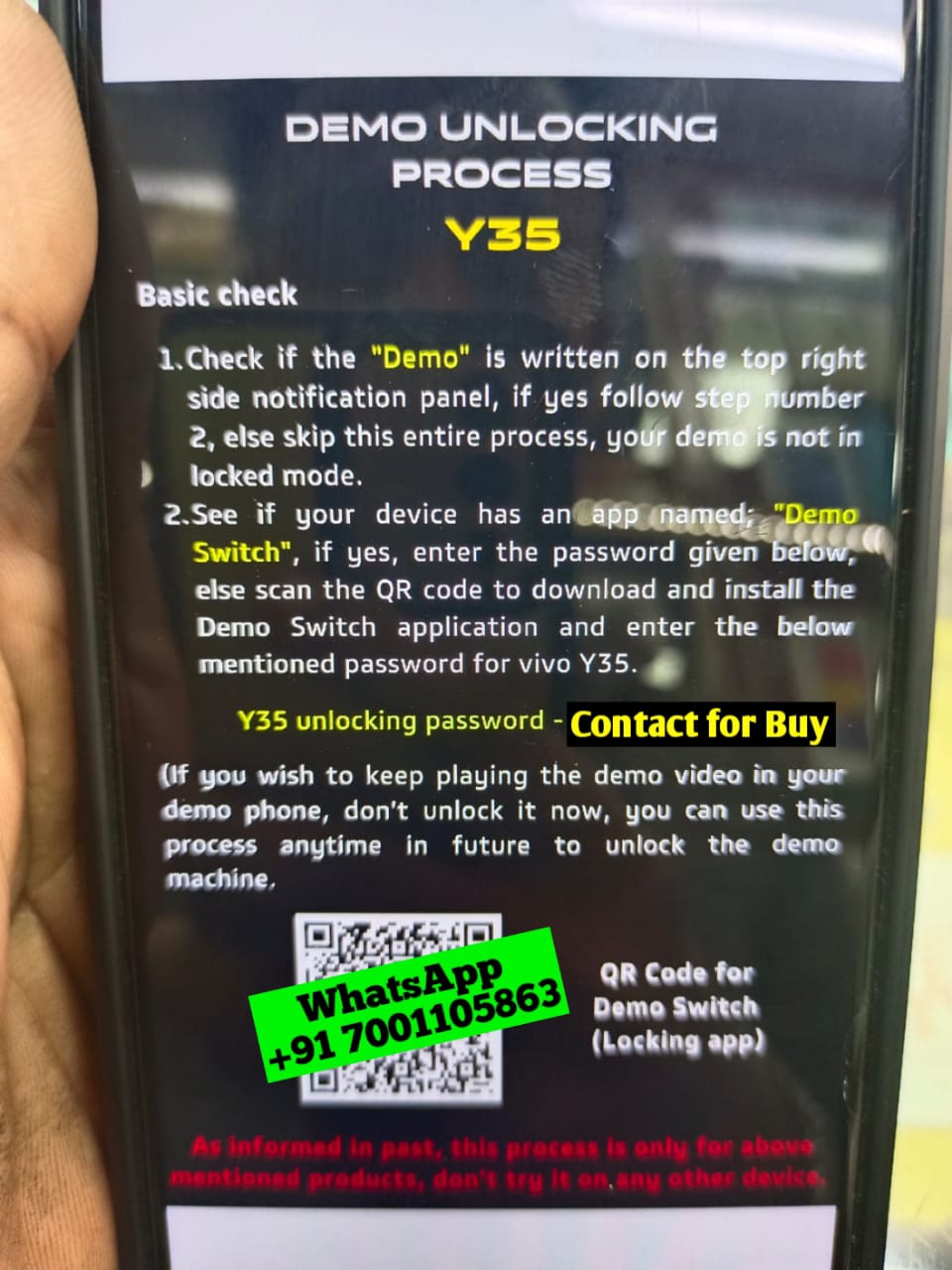 Vivo Y35 Demo Unlock Code