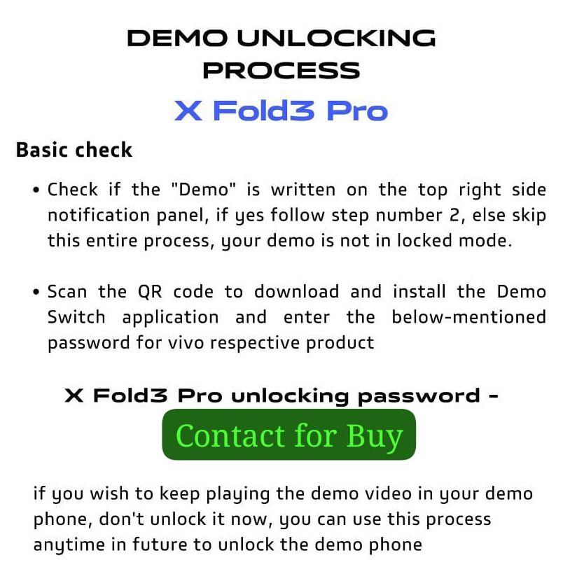 Vivo X Fold 3 Pro Demo Unlock Code